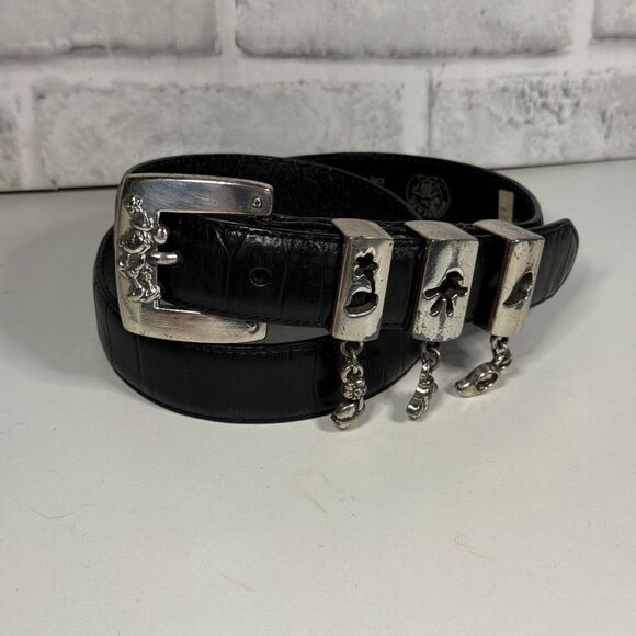 Brighton x Disney Mickey Mouse Black Silver Charm Belt  Size Medium